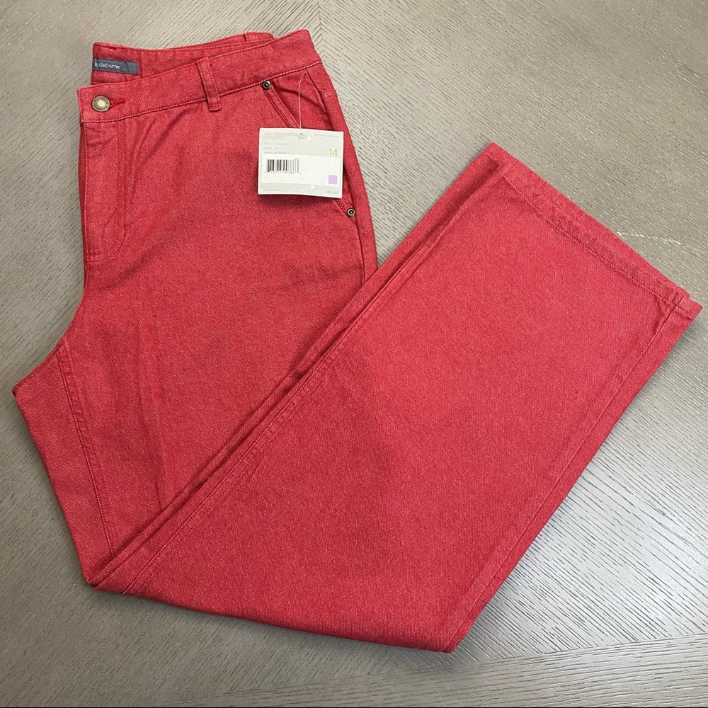 NWT Liz Claiborne Red Capri Cotton Jeans Women’s Size 14